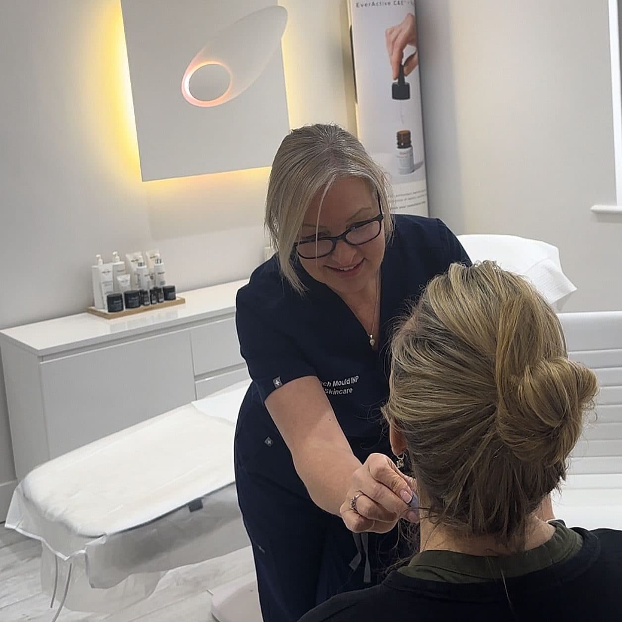 Anti-wrinkle treatment in progress at the clinic